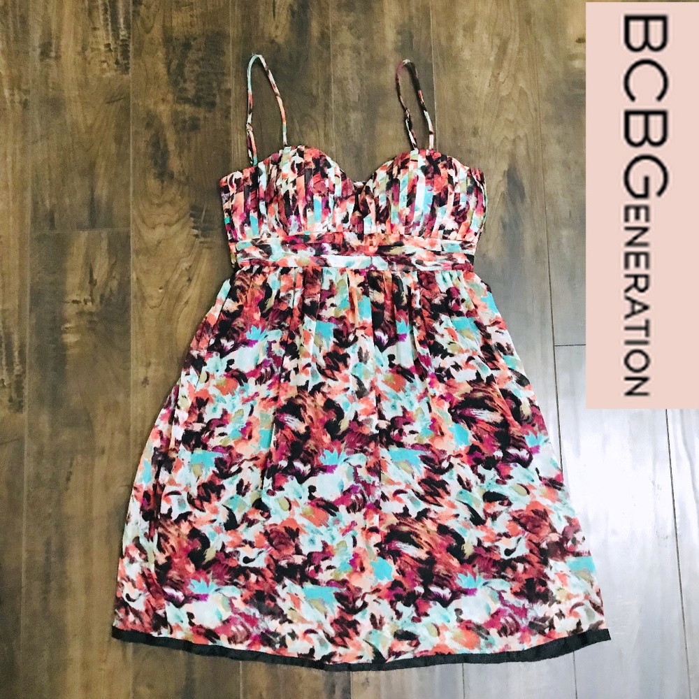 Bcbgeneration Seashell Bodice Pleated Strap Dress - image 1